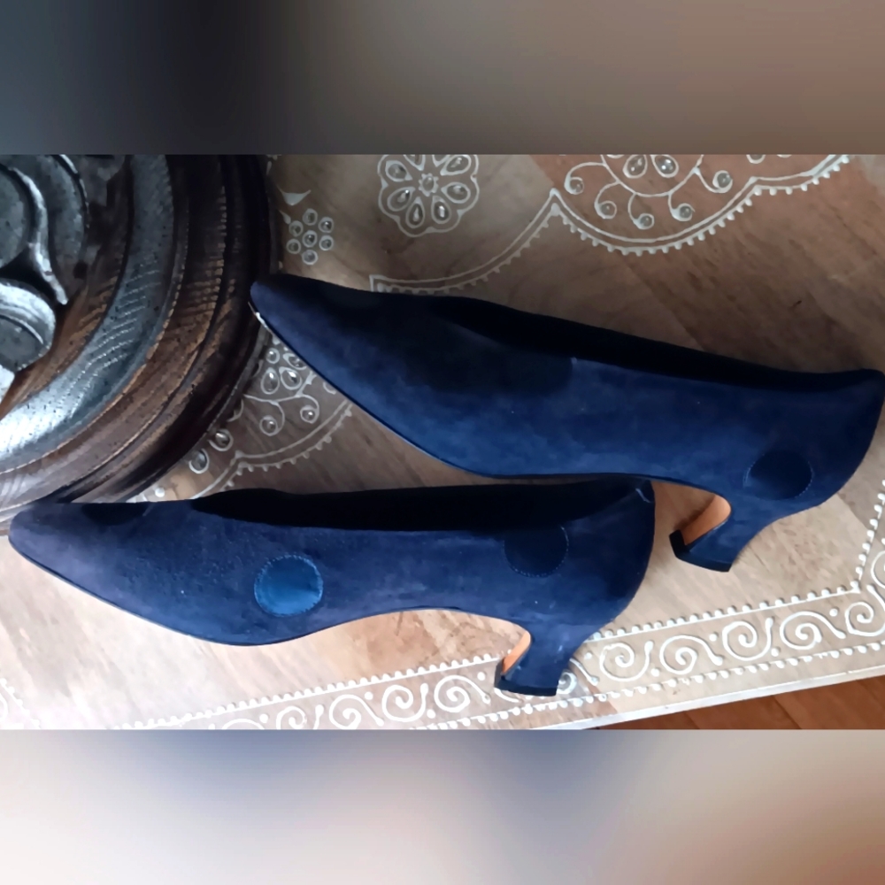 PALOMA ITALY 7.5 blue purple-is Suede with metallic leather polka dots